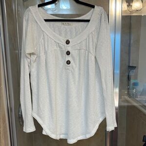 White Button-Front Women's Top